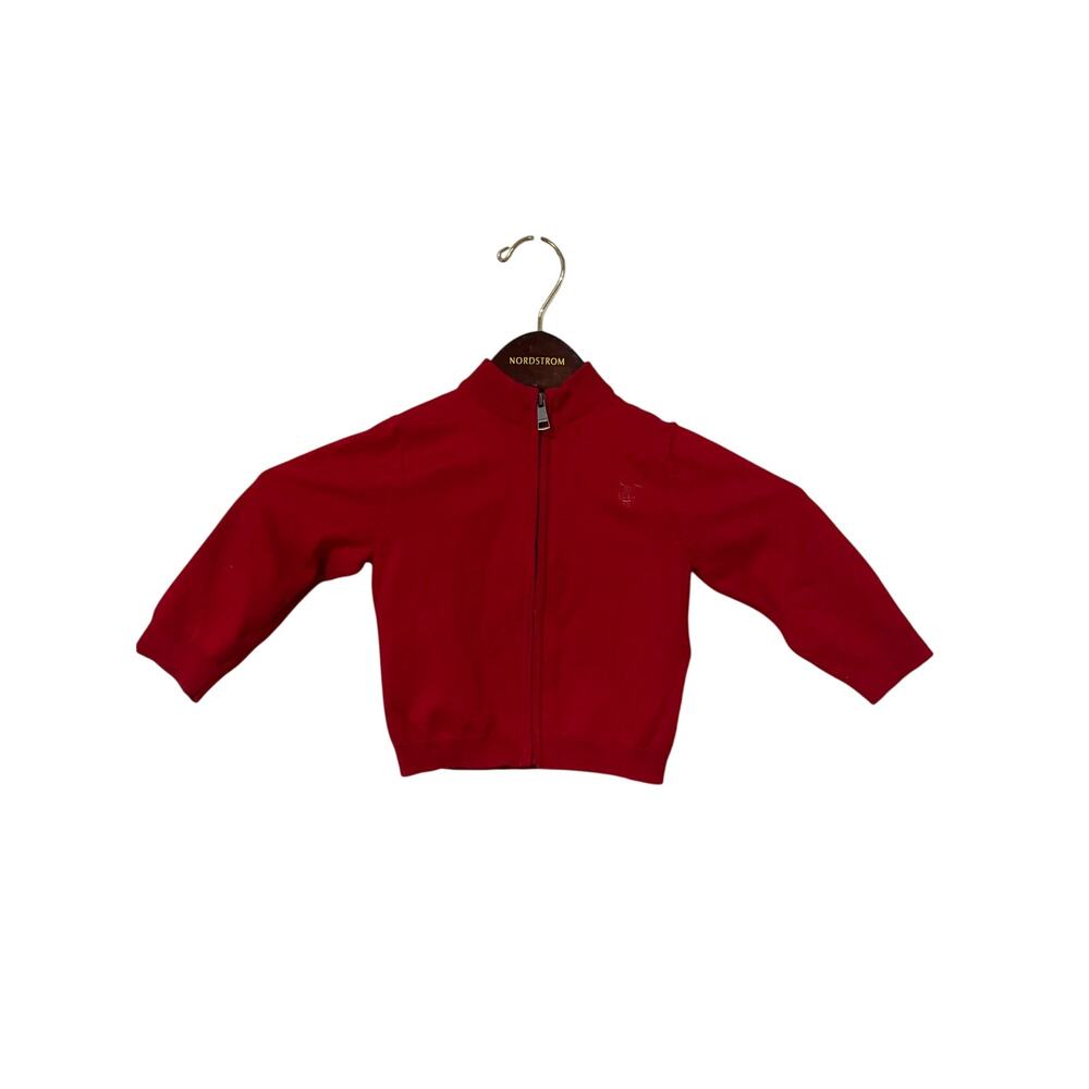 Burberry, Infant, Size 12 month, Red, Full Zip Sweater, KB289